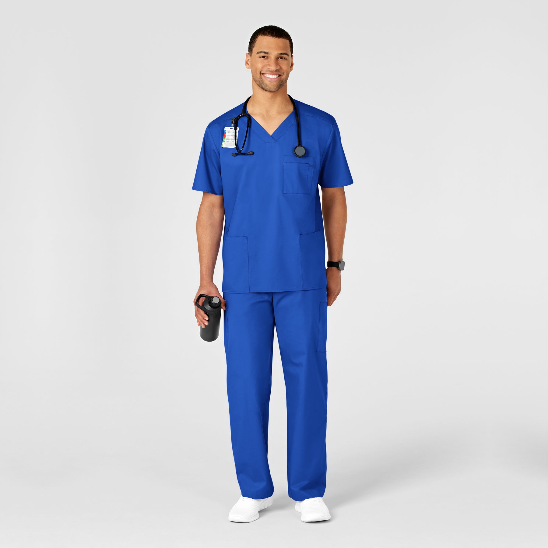 WonderWORK Men's Cargo Scrub Pant Royal full scrub set