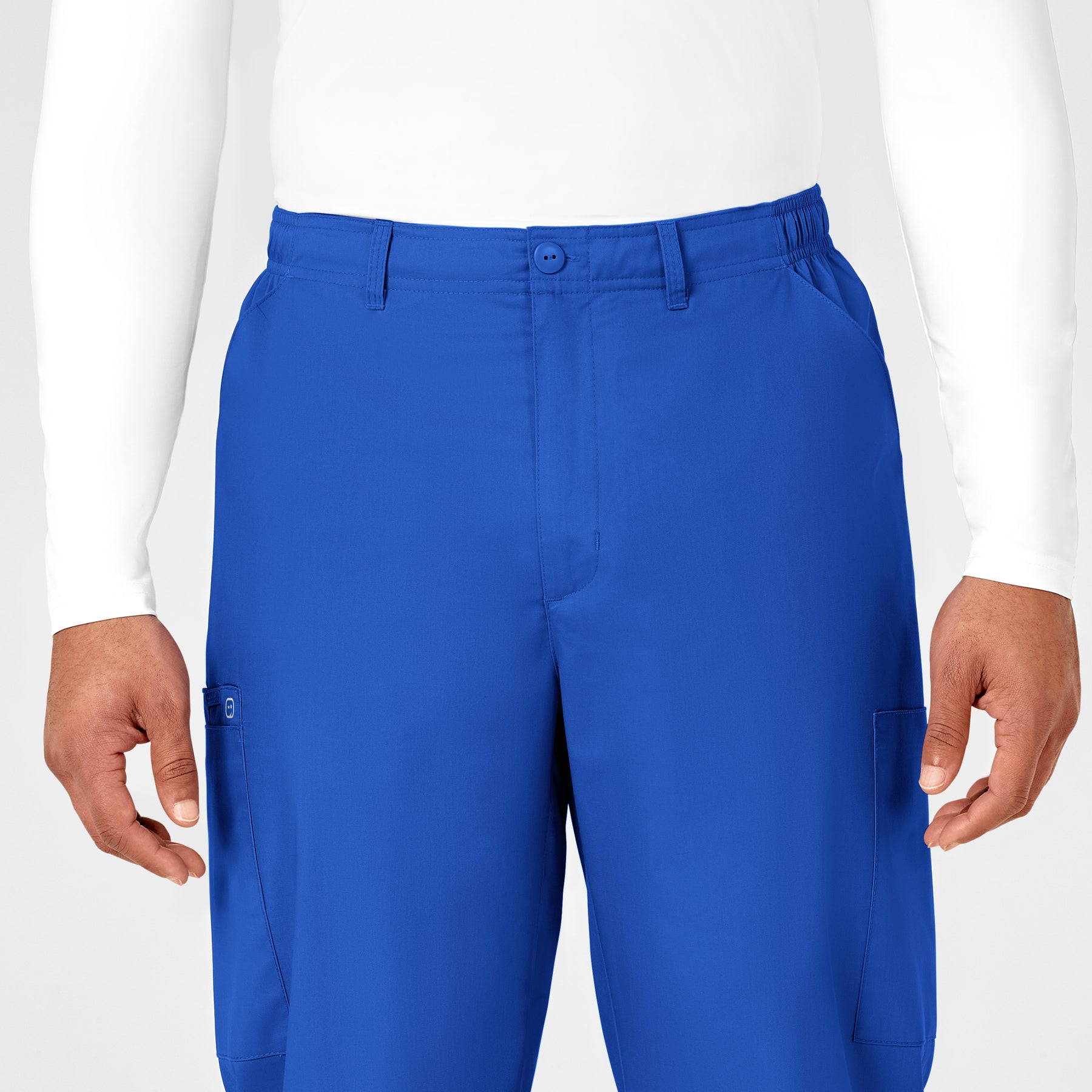 WonderWORK Men's Cargo Scrub Pant Royal front detail