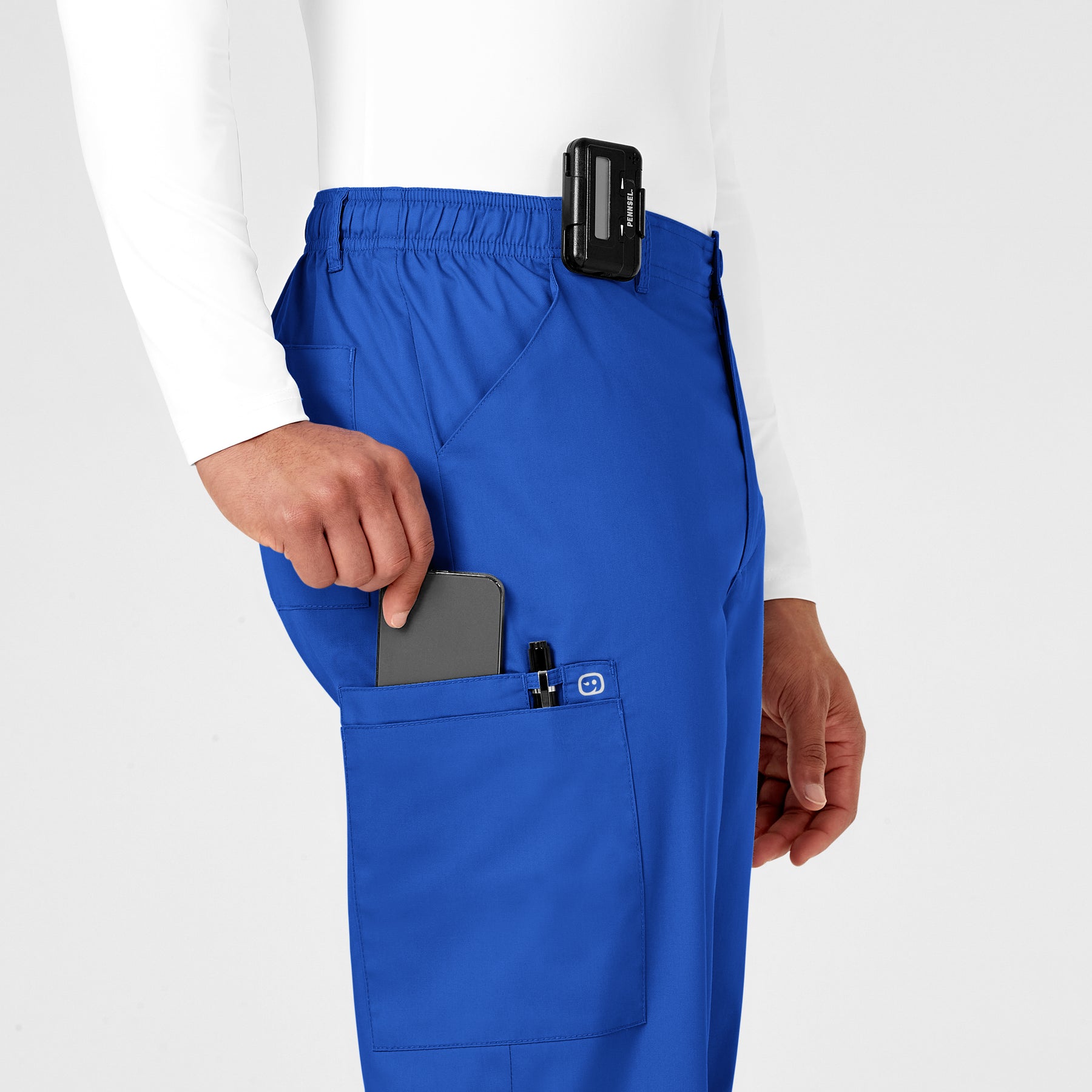 WonderWORK Men's Cargo Scrub Pant Royal side detail 2