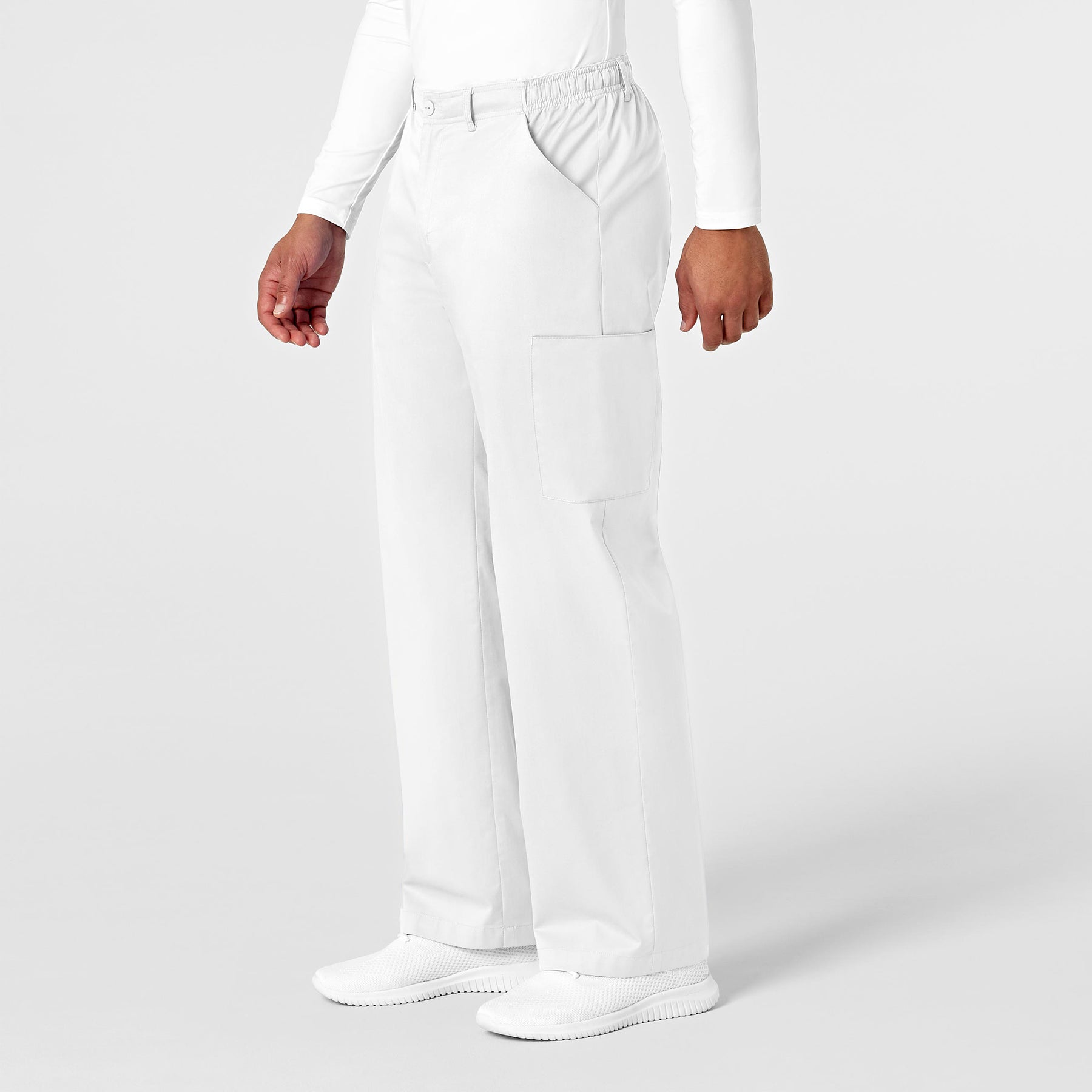 WonderWORK Men's Cargo Scrub Pant White side view