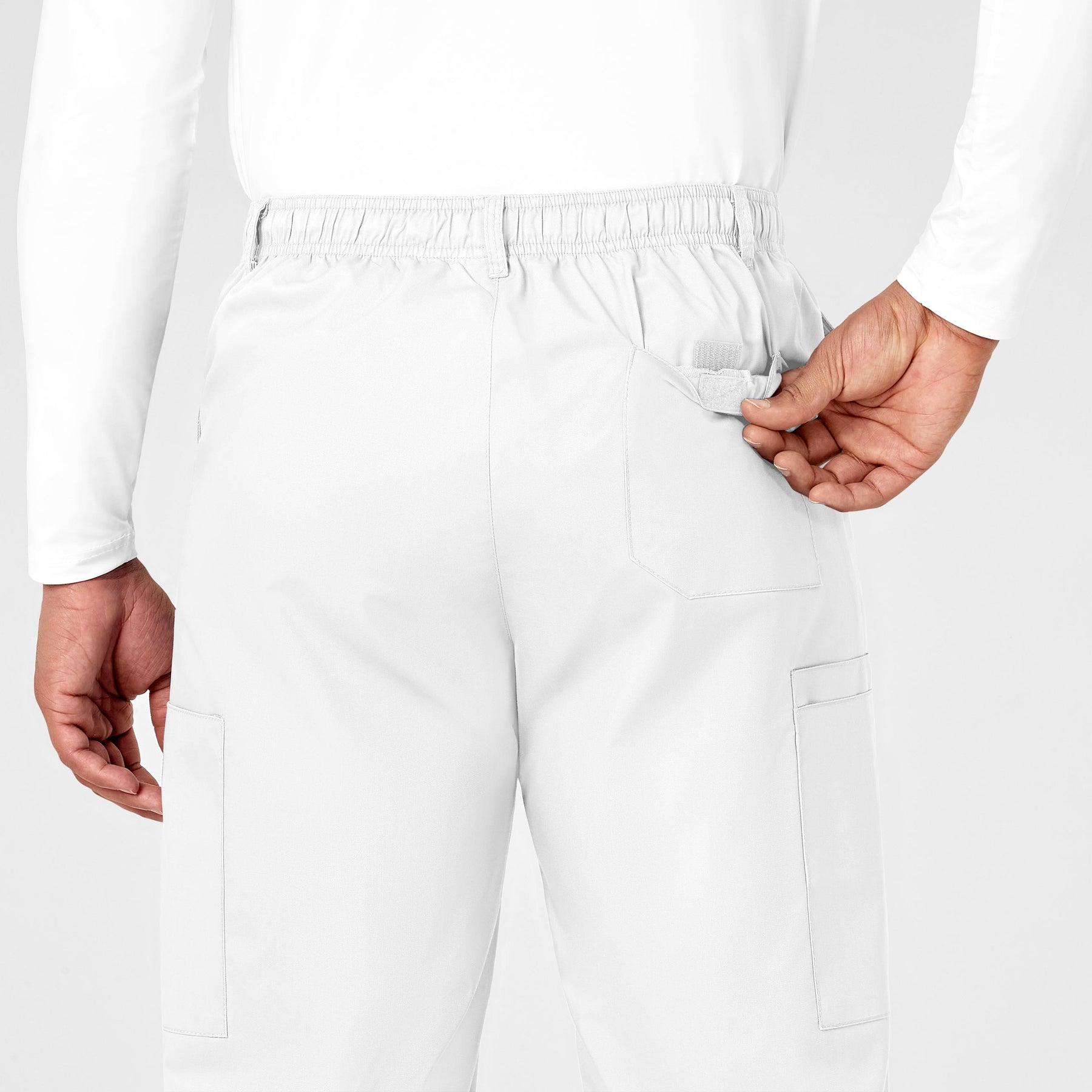 WonderWORK Men's Cargo Scrub Pant White back detail