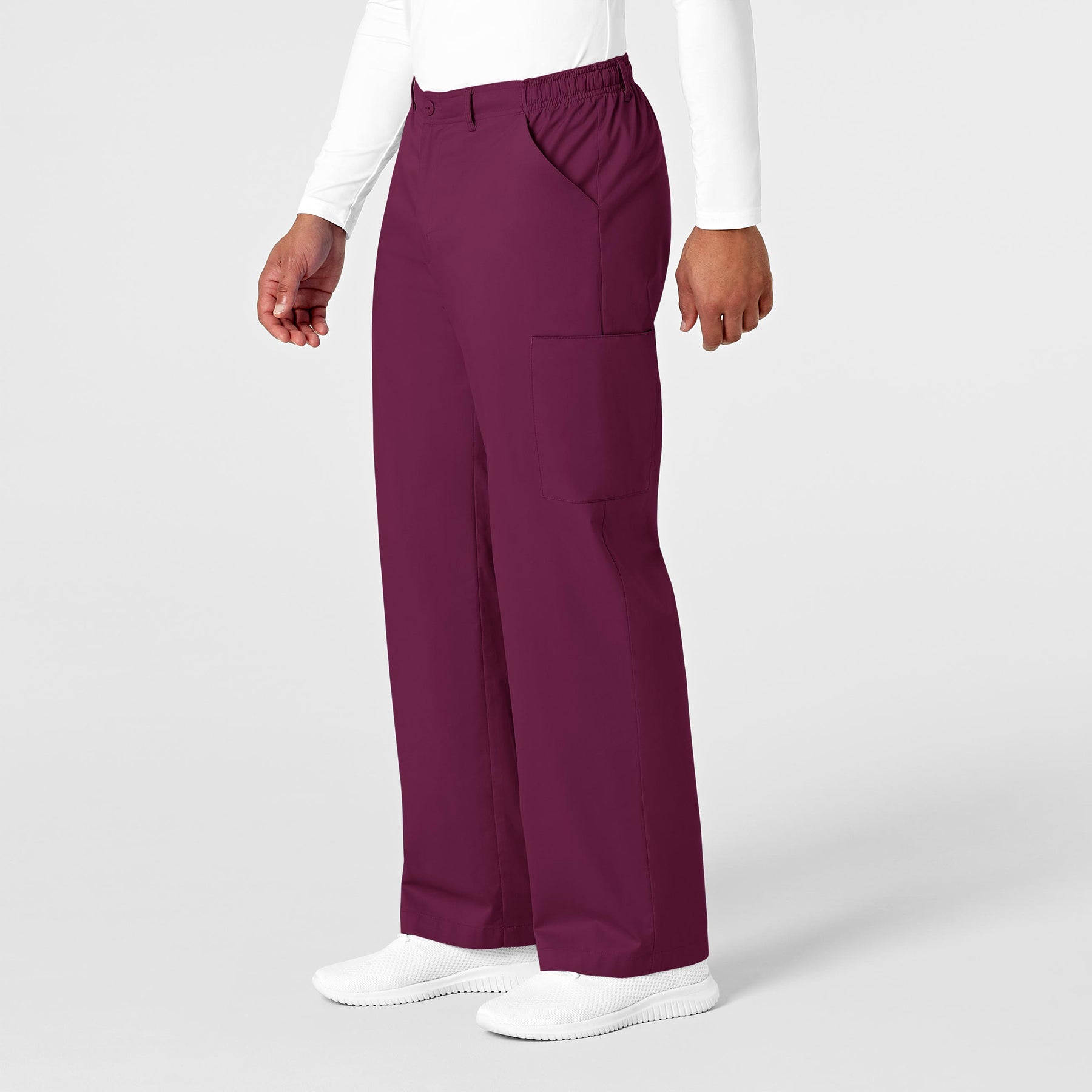 WonderWORK Men's Cargo Scrub Pant Wine side view