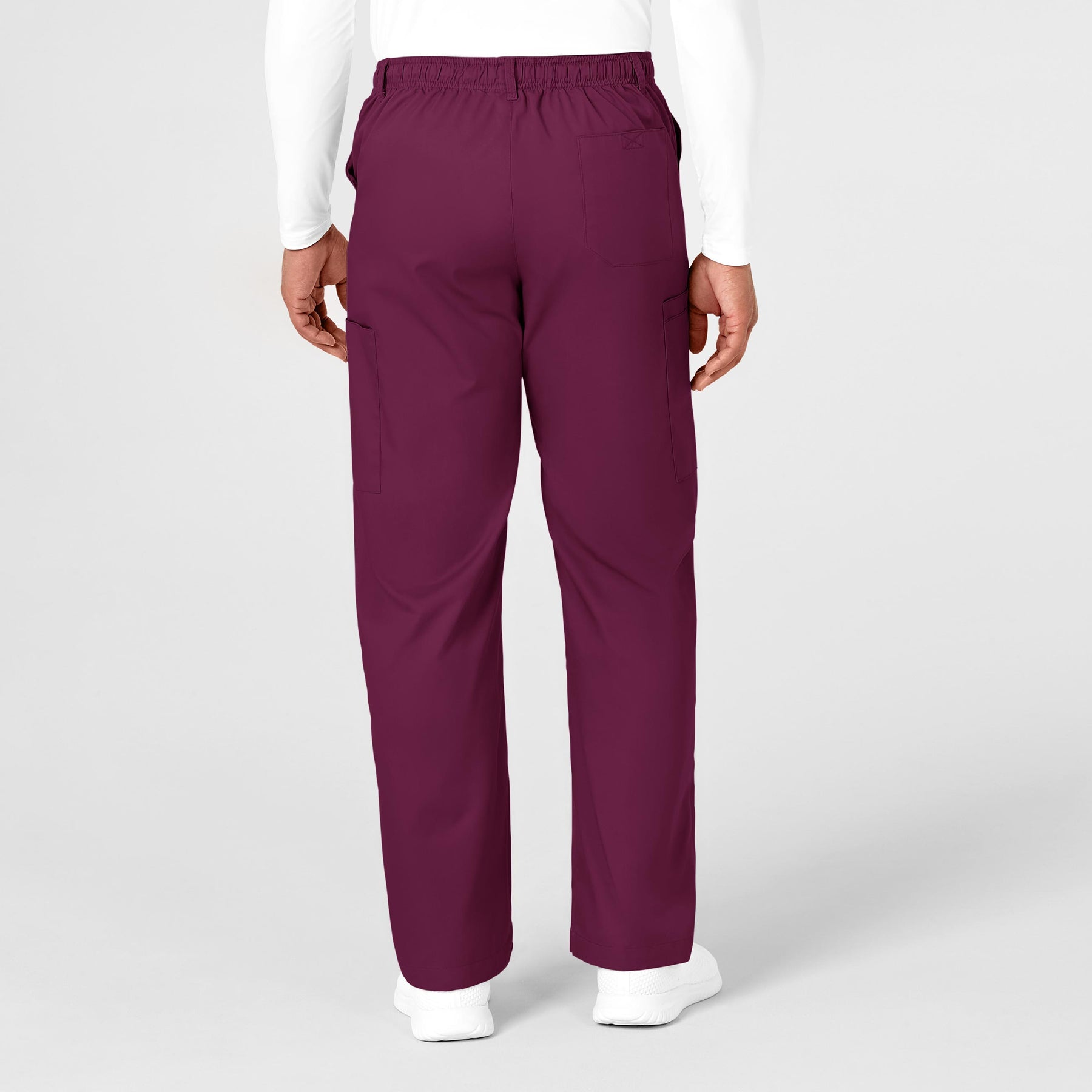 WonderWORK Men's Cargo Scrub Pant Wine back view