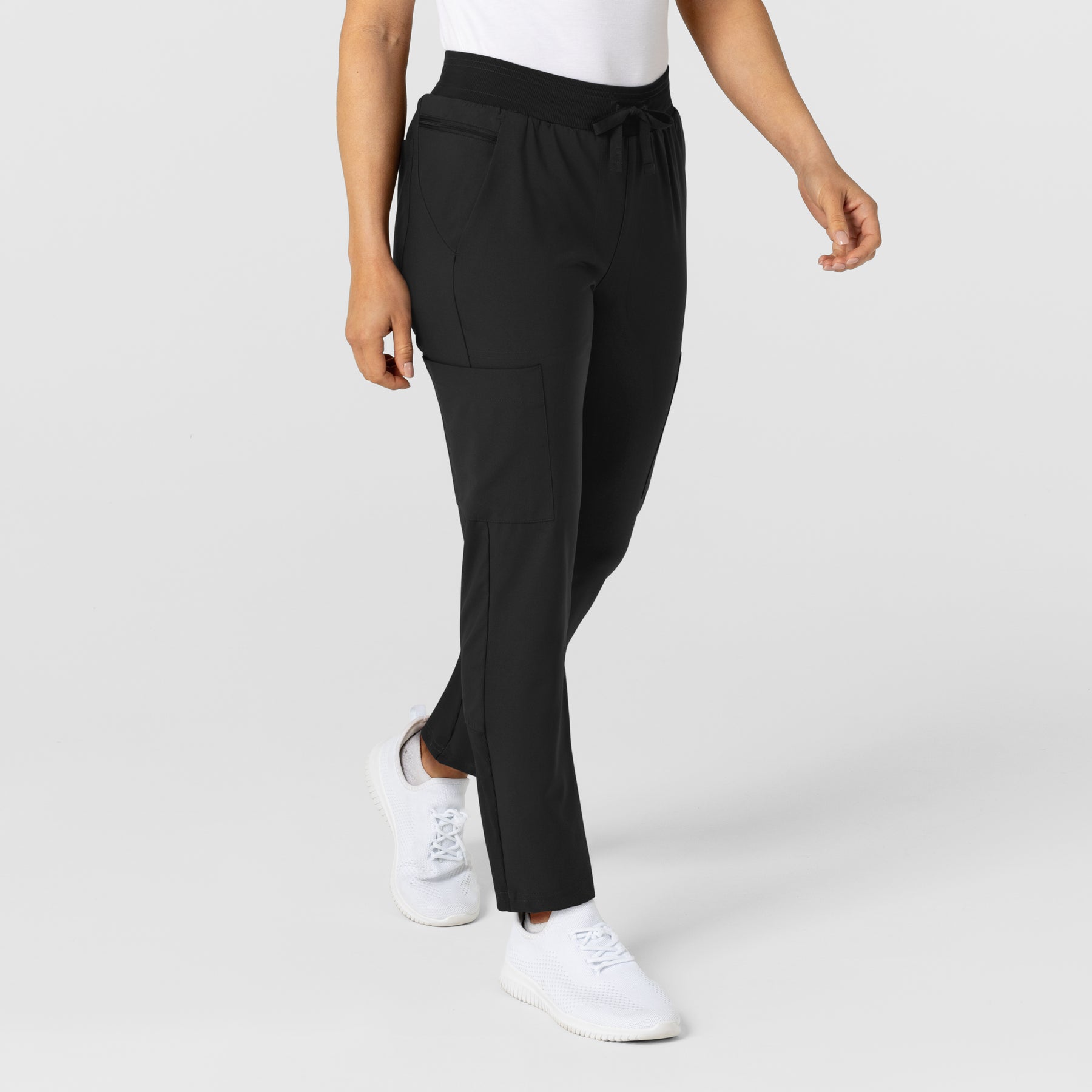 W123 Women's Flex-n-Reach Track Scrub Pant Black side view