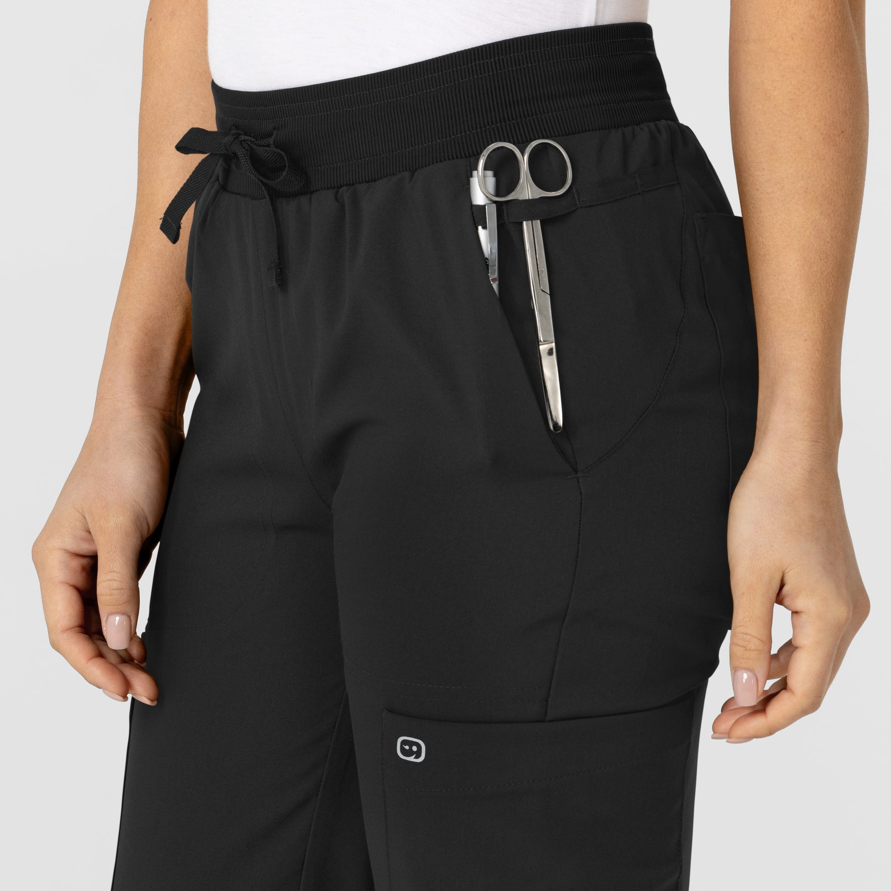 W123 Women's Flex-n-Reach Track Scrub Pant Black side detail 1