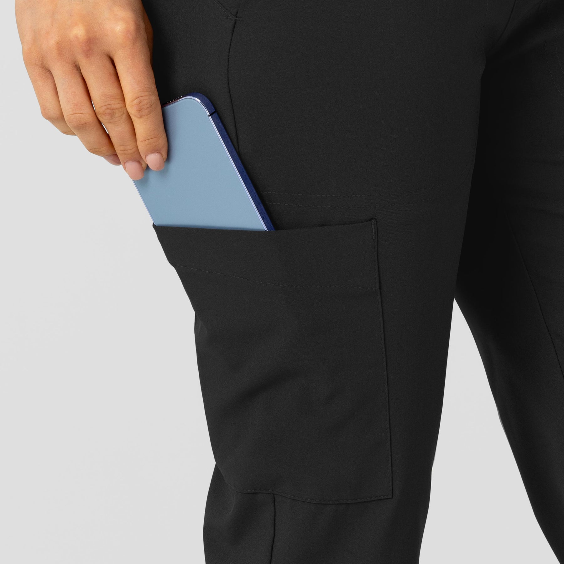 W123 Women's Flex-n-Reach Track Scrub Pant Black side detail 2