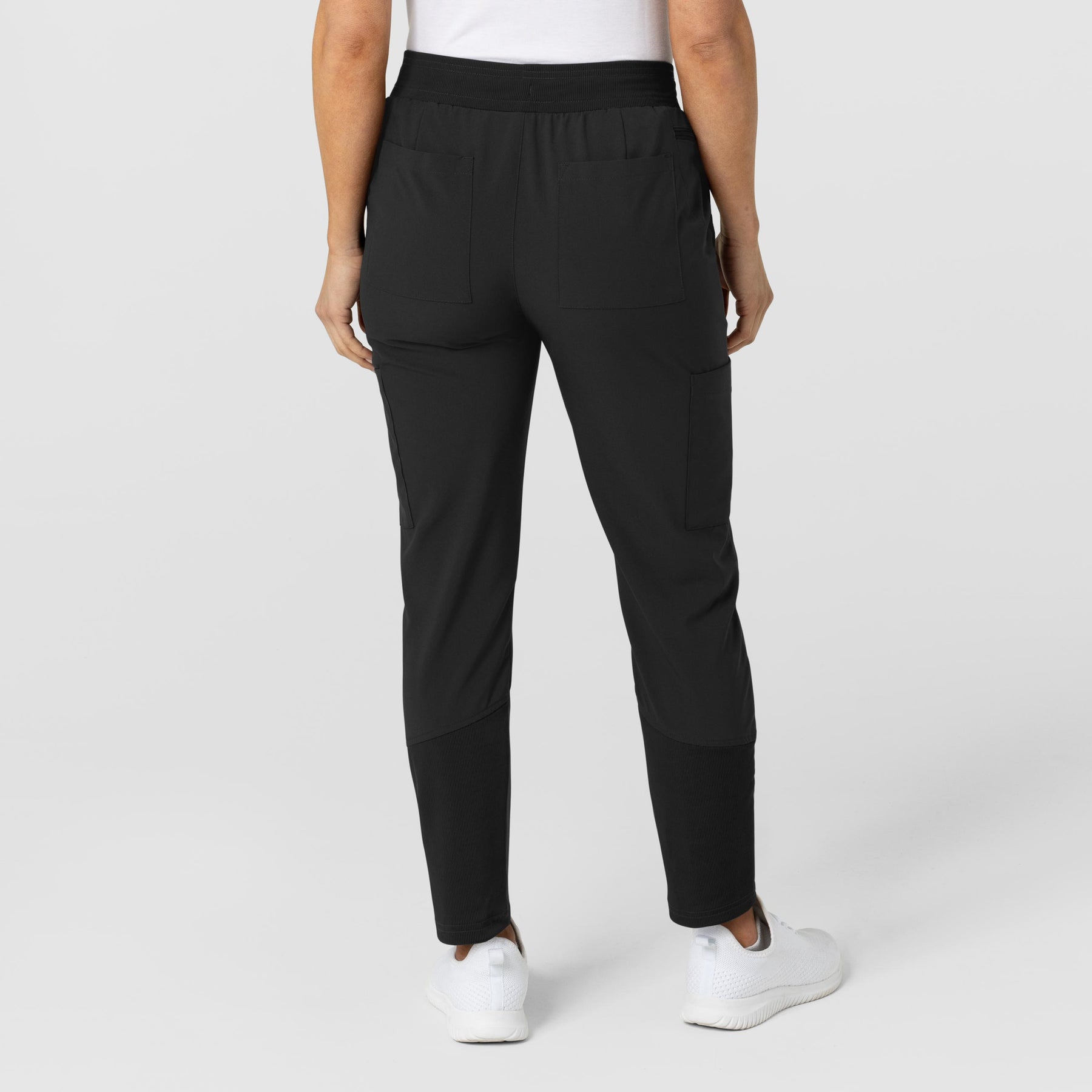 W123 Women's Flex-n-Reach Track Scrub Pant Black back view