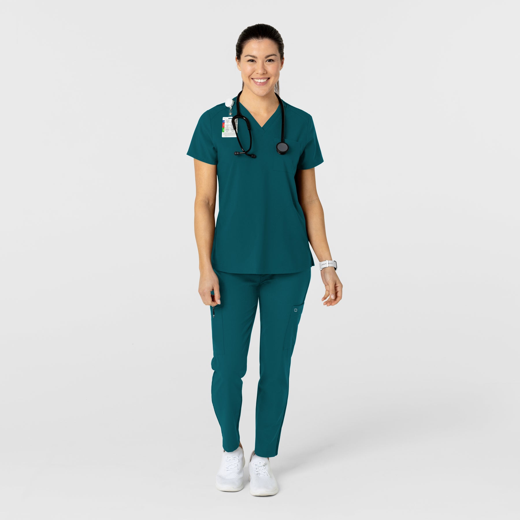 W123 Women's Flex-n-Reach Track Scrub Pant Caribbean scrub set