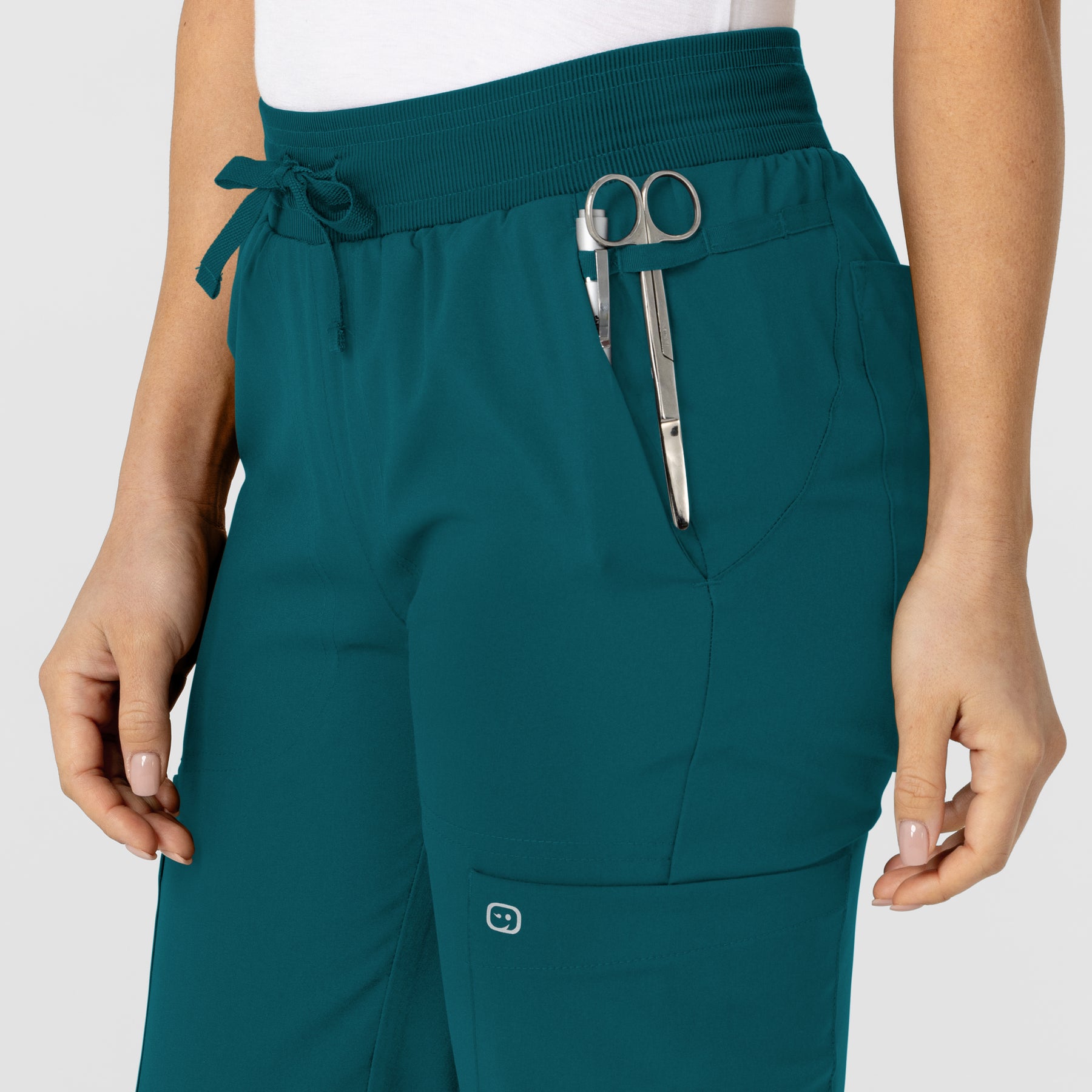 W123 Women's Flex-n-Reach Track Scrub Pant Caribbean side detail 1