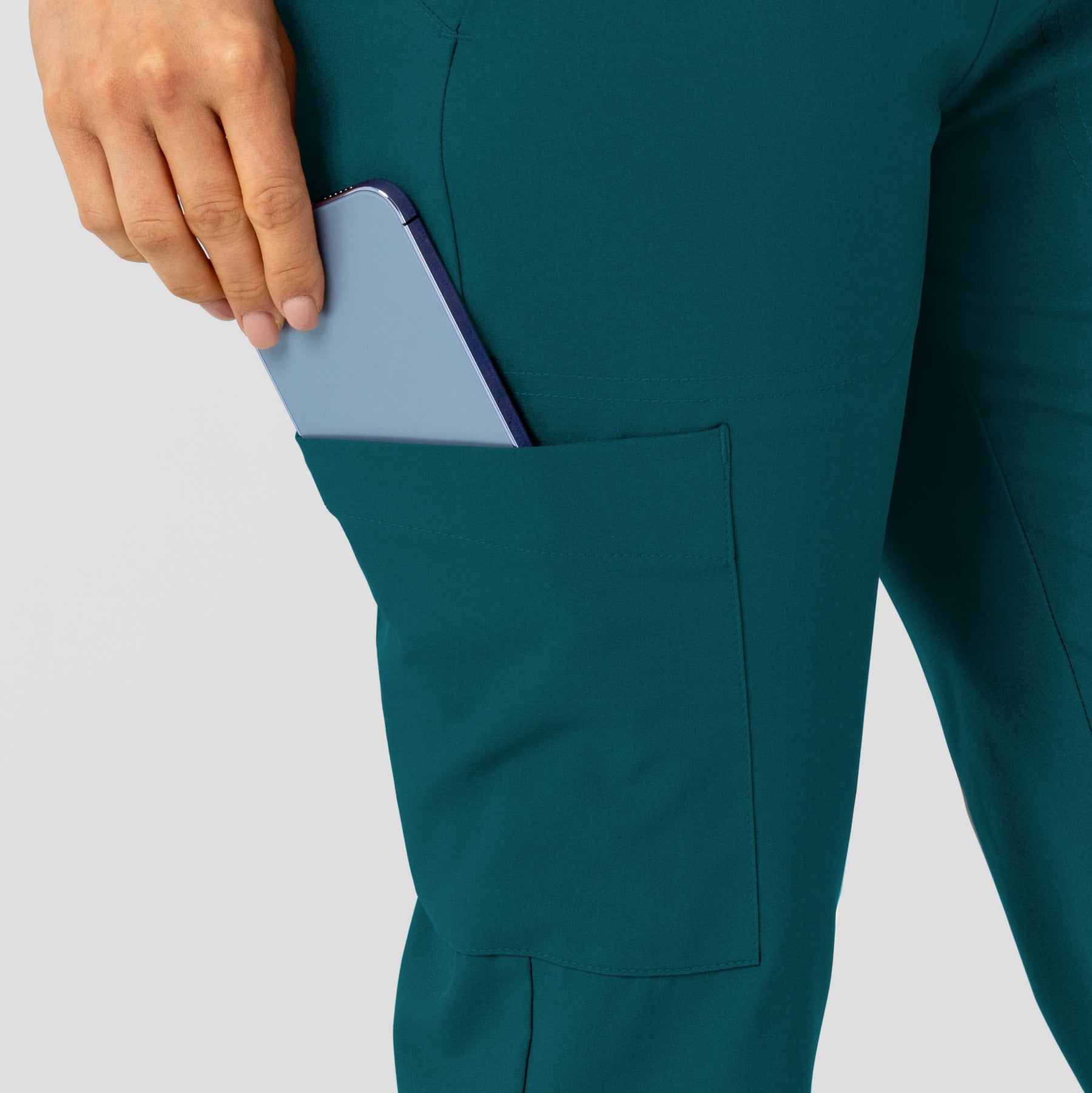 W123 Women's Flex-n-Reach Track Scrub Pant Caribbean side detail 2