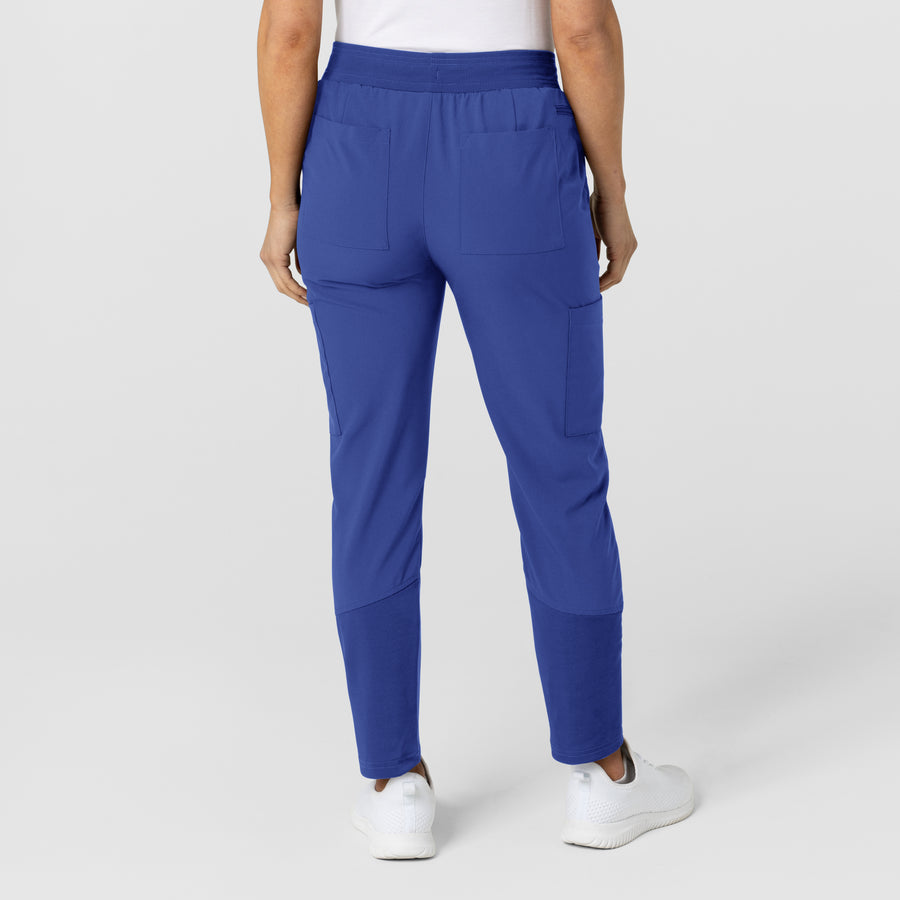 W123 Women's Flex-n-Reach Track Scrub Pant Galaxy Blue back view