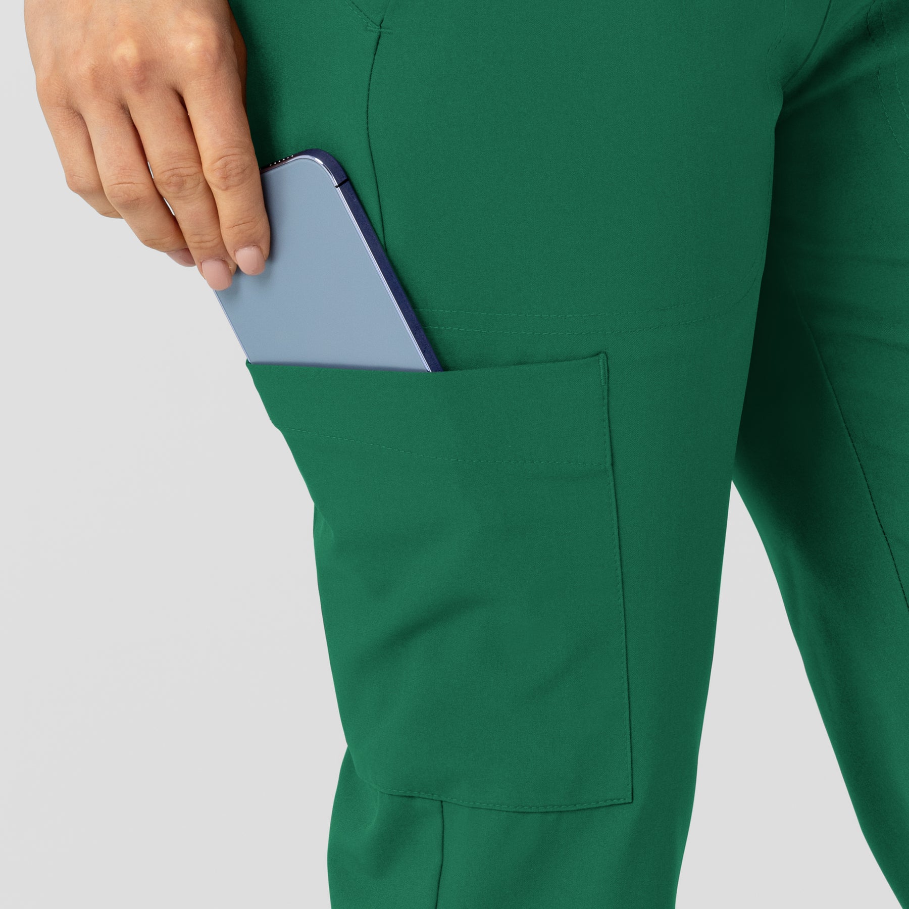W123 Women's Flex-n-Reach Track Scrub Pant Hunter side detail 2