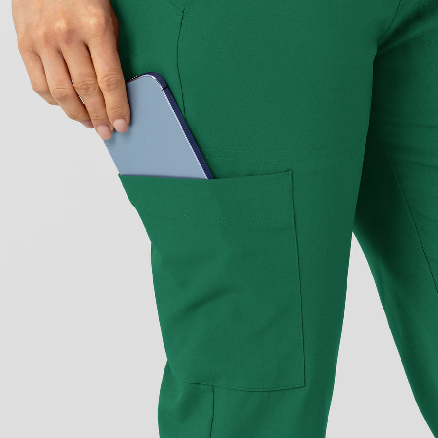 W123 Women's Flex-n-Reach Track Scrub Pant Hunter side detail 2