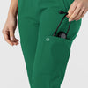 W123 Women's Flex-n-Reach Track Scrub Pant Hunter hemline detail