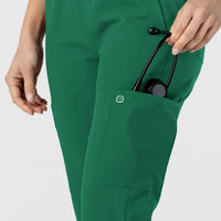 W123 Women's Flex-n-Reach Track Scrub Pant Hunter hemline detail
