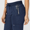 W123 Women's Flex-n-Reach Track Scrub Pant Navy side detail 1