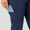 W123 Women's Flex-n-Reach Track Scrub Pant Navy side detail 2