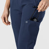 W123 Women's Flex-n-Reach Track Scrub Pant Navy hemline detail