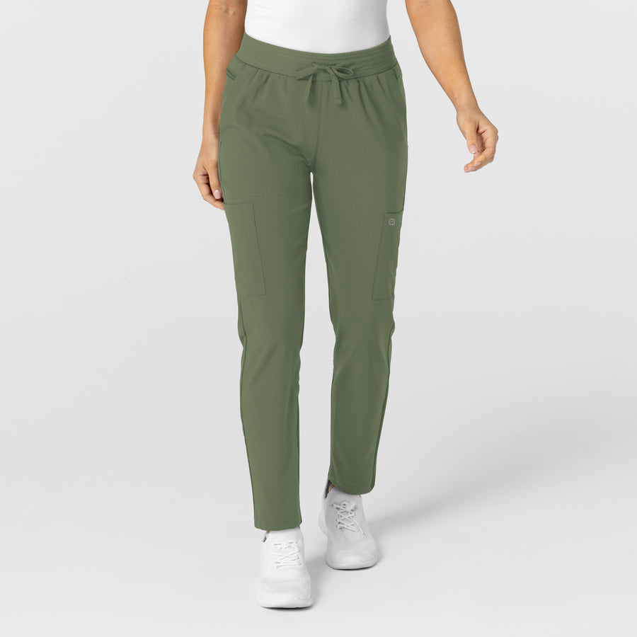 W123 Women's Flex-n-Reach Track Olive Scrub Pant