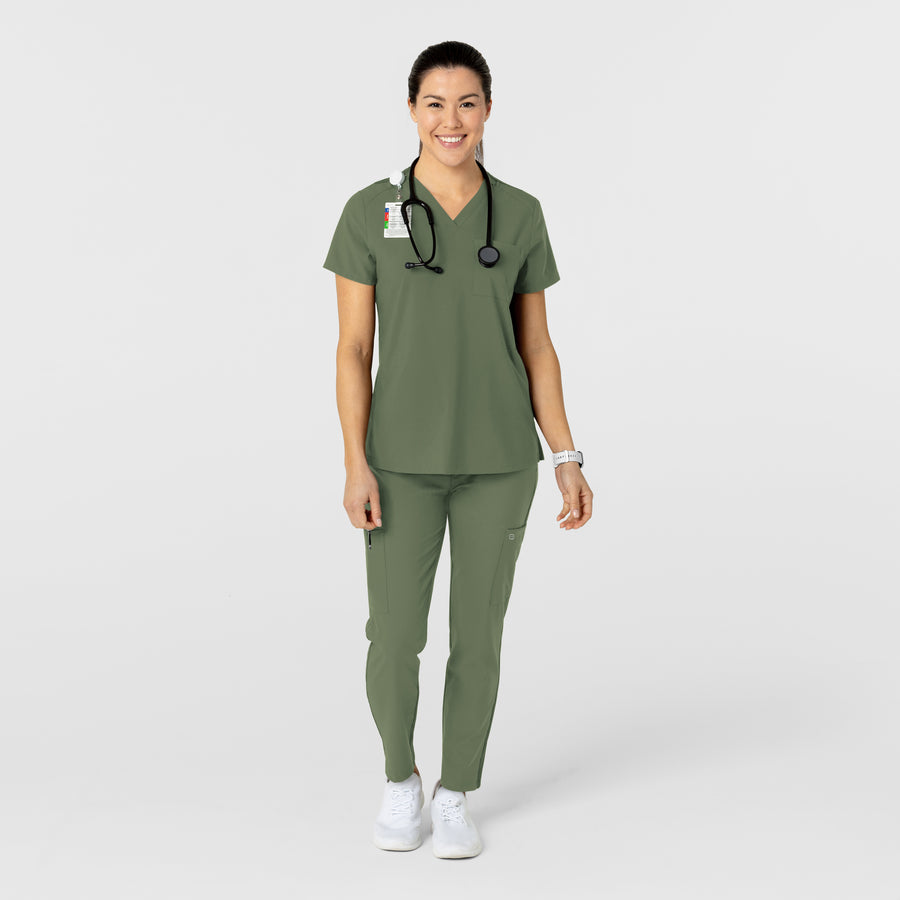 W123 Women's Flex-n-Reach Track Scrub Pant Olive full scrub set