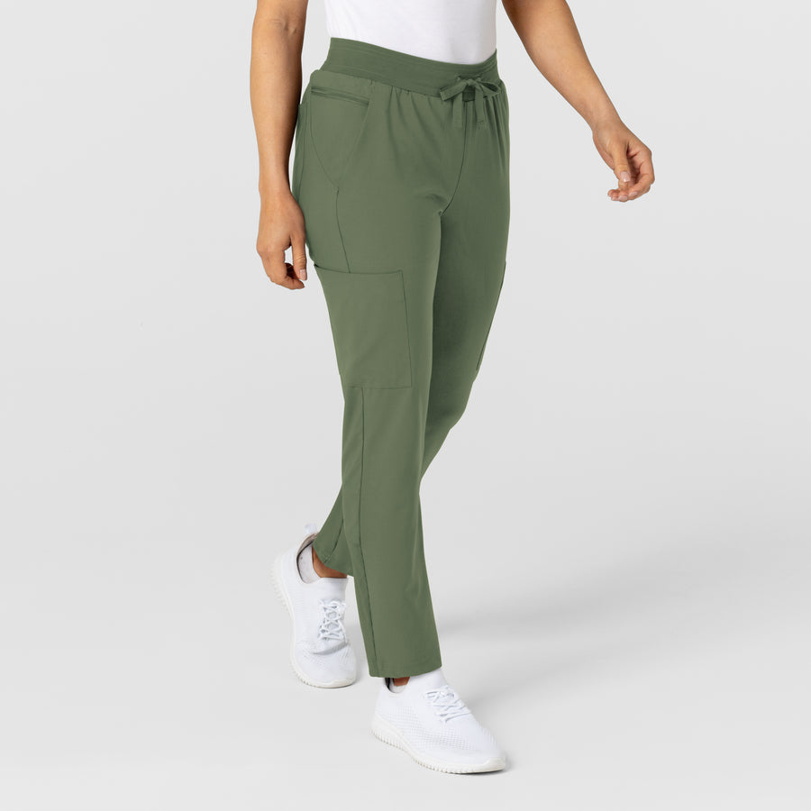 W123 Women's Flex-n-Reach Track Scrub Pant Olive side view