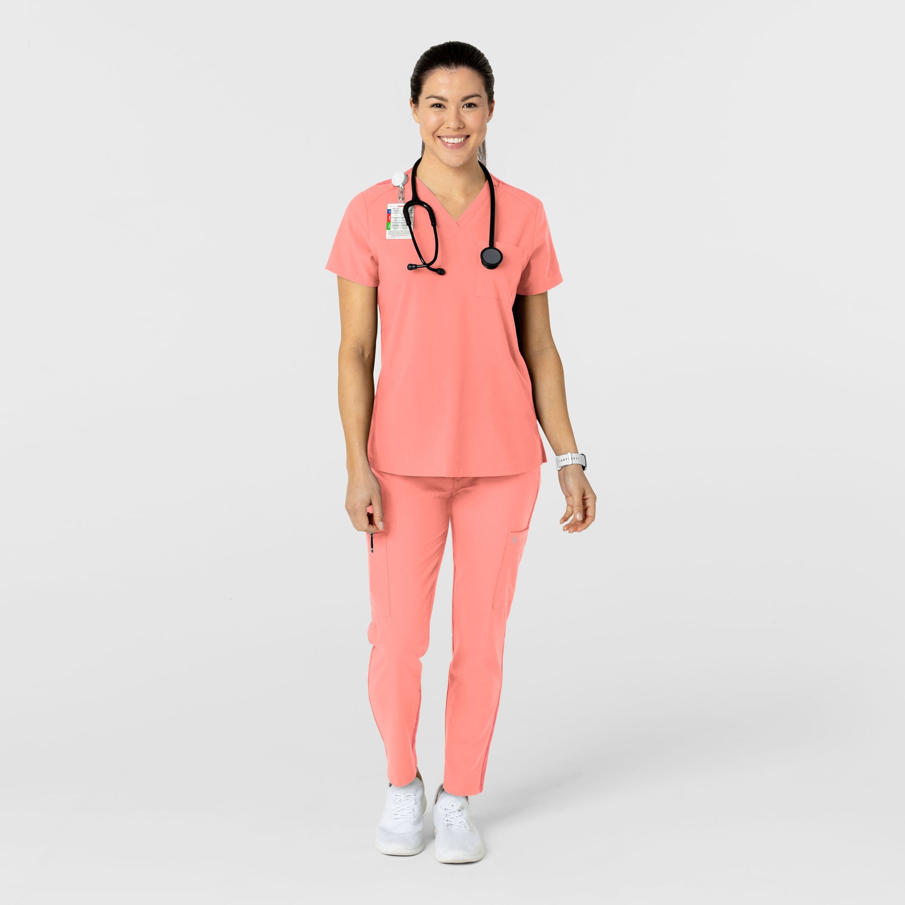 W123 Women's Flex-n-Reach Track Scrub Pant Paradise Pink full scrub set