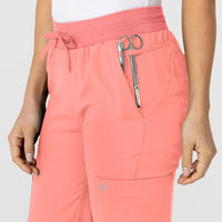 W123 Women's Flex-n-Reach Track Scrub Pant Paradise Pink side detail 1