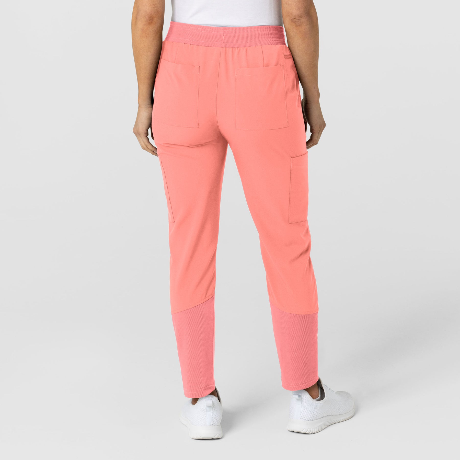 W123 Women's Flex-n-Reach Track Scrub Pant Paradise Pink back view