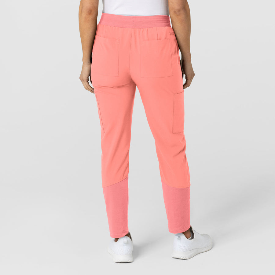W123 Women's Flex-n-Reach Track Scrub Pant Paradise Pink back view