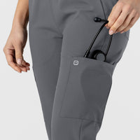 W123 Women's Flex-n-Reach Track Scrub Pant Pewter hemline detail