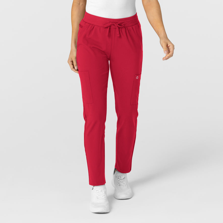 W123 Women's Flex-n-Reach Track Scrub Pant Red