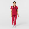 W123 Women's Flex-n-Reach Track Scrub Pant Red full scrub set