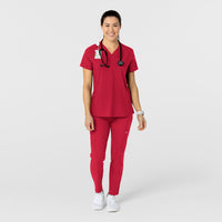 W123 Women's Flex-n-Reach Track Scrub Pant Red full scrub set