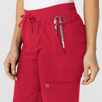 W123 Women's Flex-n-Reach Track Scrub Pant Red side detail 1
