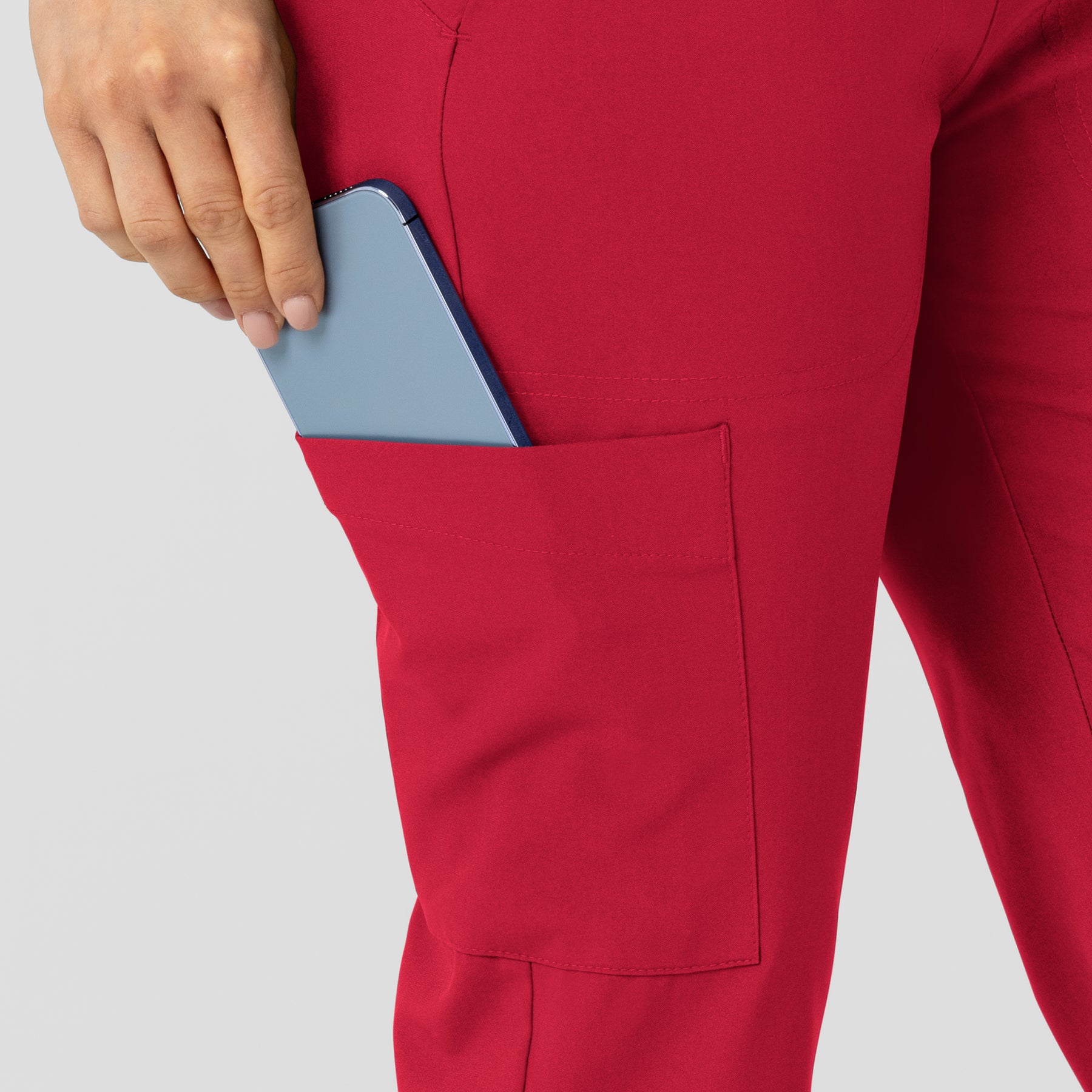 W123 Women's Flex-n-Reach Track Scrub Pant Red side detail 2