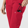 W123 Women's Flex-n-Reach Track Scrub Pant Red hemline detail