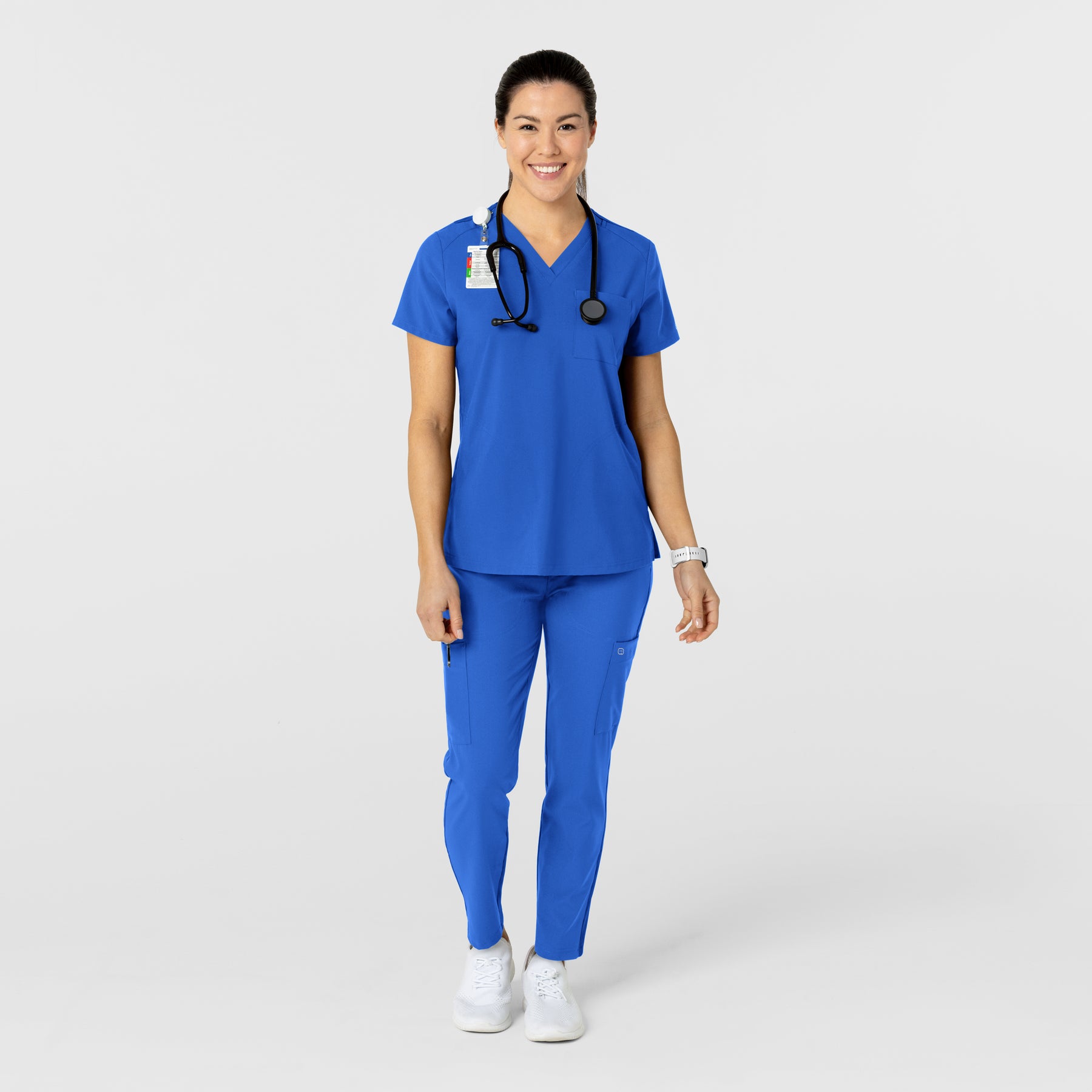 W123 Women's Flex-n-Reach Track Scrub Pant Royal scrub set