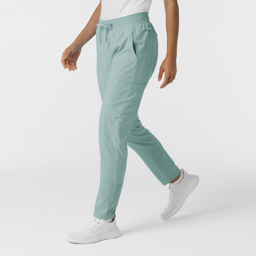 W123 Women's Flex-n-Reach Track Scrub Pant Sky Blue side view