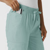 W123 Women's Flex-n-Reach Track Scrub Pant Sky Blue hemline detail