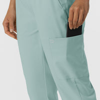 W123 Women's Flex-n-Reach Track Scrub Pant Sky Blue back detail
