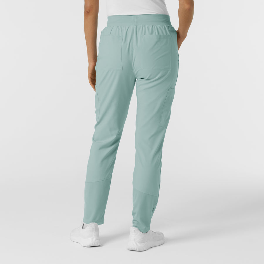 W123 Women's Flex-n-Reach Track Scrub Pant Sky Blue back view