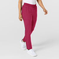 W123 Women's Flex-n-Reach Track Scrub Pant Viva Magenta side view