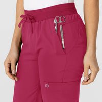 W123 Women's Flex-n-Reach Track Scrub Pant Viva Magenta side detail 1