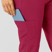 W123 Women's Flex-n-Reach Track Scrub Pant Viva Magenta side detail 2