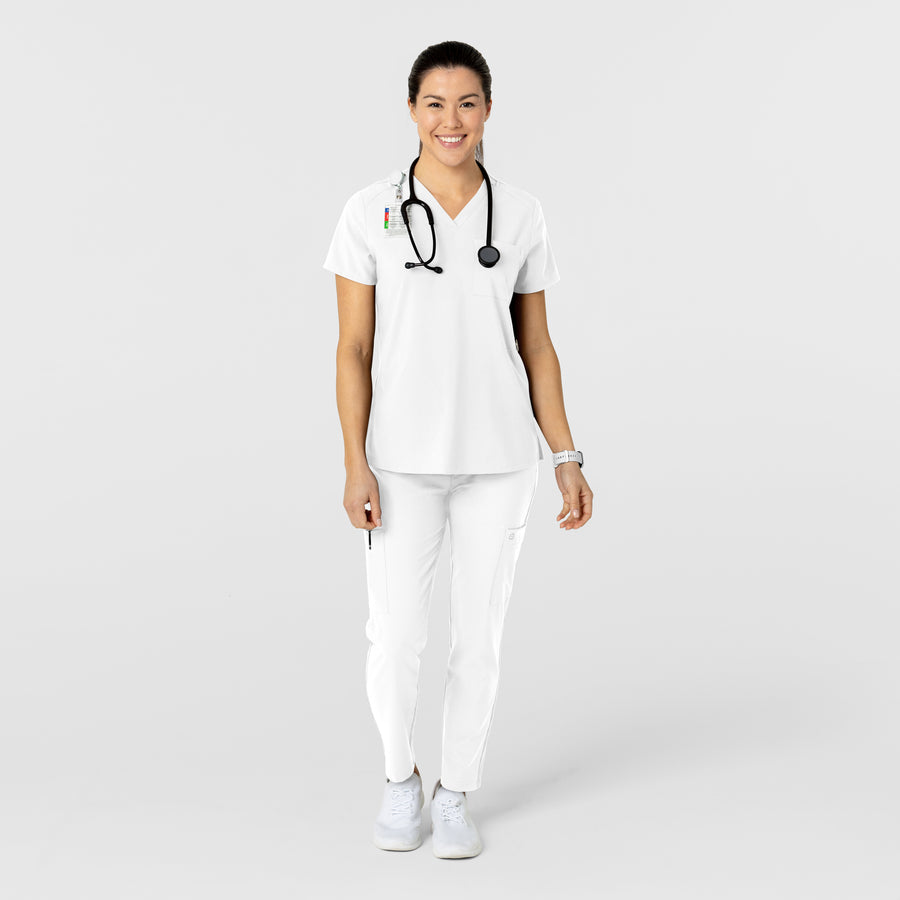 W123 Women's Flex-n-Reach Track Scrub Pant White full scrub set