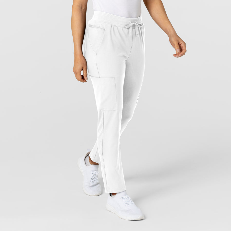 W123 Women's Flex-n-Reach Track Scrub Pant White side view