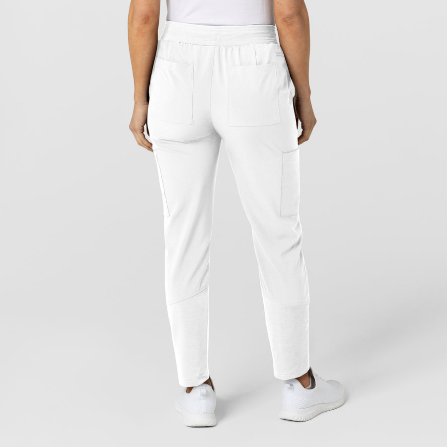 W123 Women's Flex-n-Reach Track Scrub Pant White back view