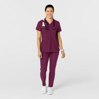 W123 Women's Flex-n-Reach Track Scrub Pant Wine scrub set