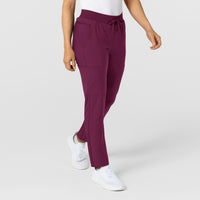 W123 Women's Flex-n-Reach Track Scrub Pant Wine side view