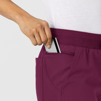 W123 Women's Flex-n-Reach Track Scrub Pant Wine front detail